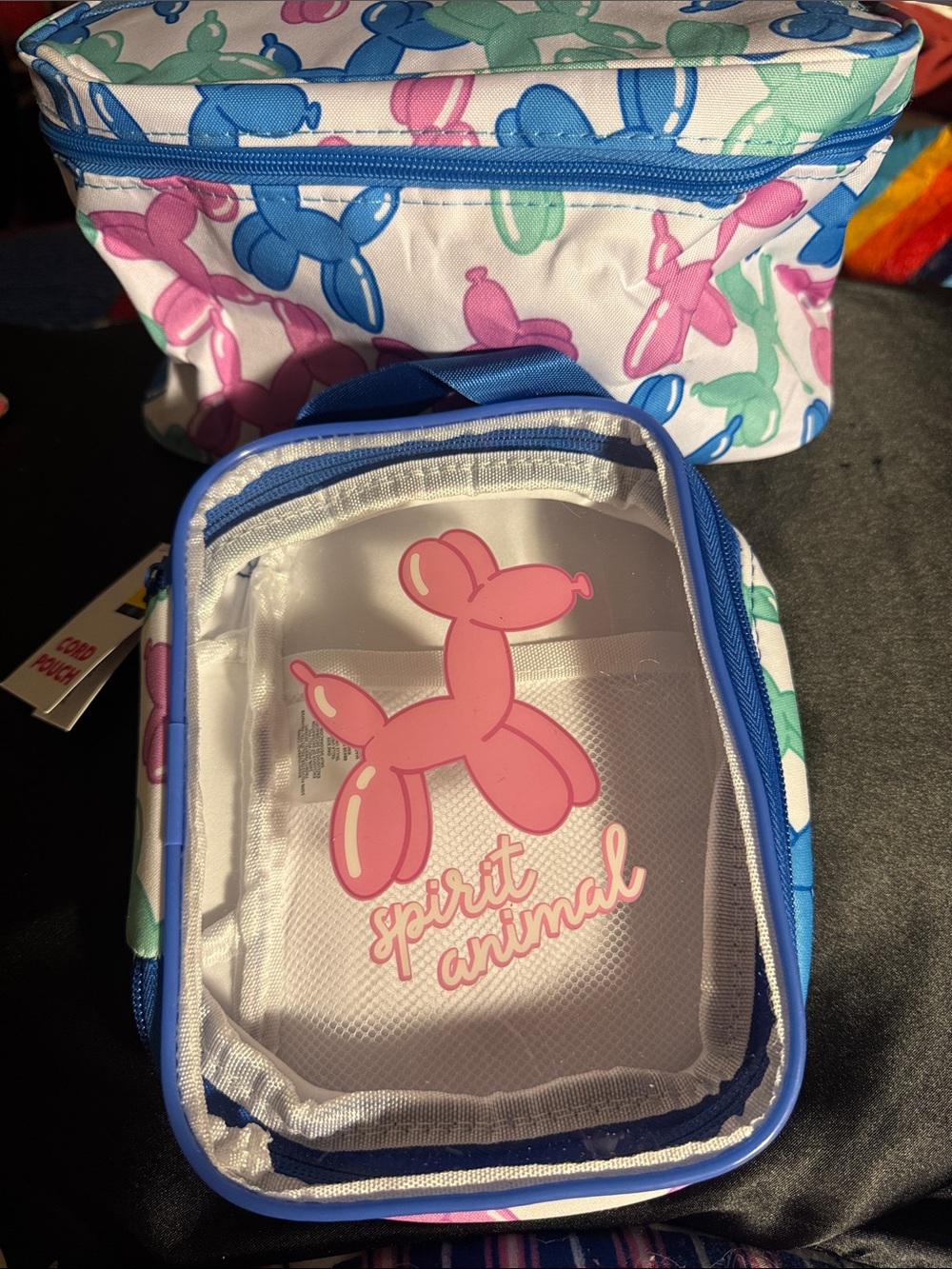 Spirit Animal Cosmetic Bag Set with Pink Balloon Dog Design